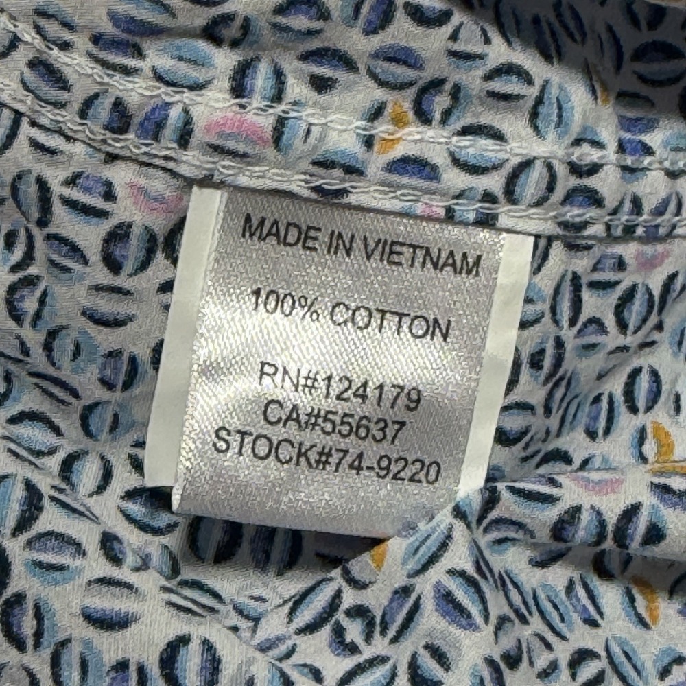 Johnston & Murphy Long Sleeve Button Down Shirt Mens L Blue Geometric Print - Picture 8 of 11